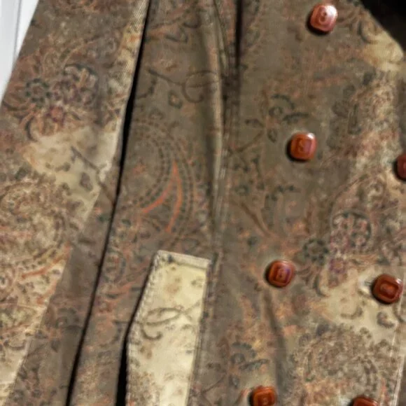 Vintage Express green paisley corduroy coat size 6 - Picture 9 of 15
